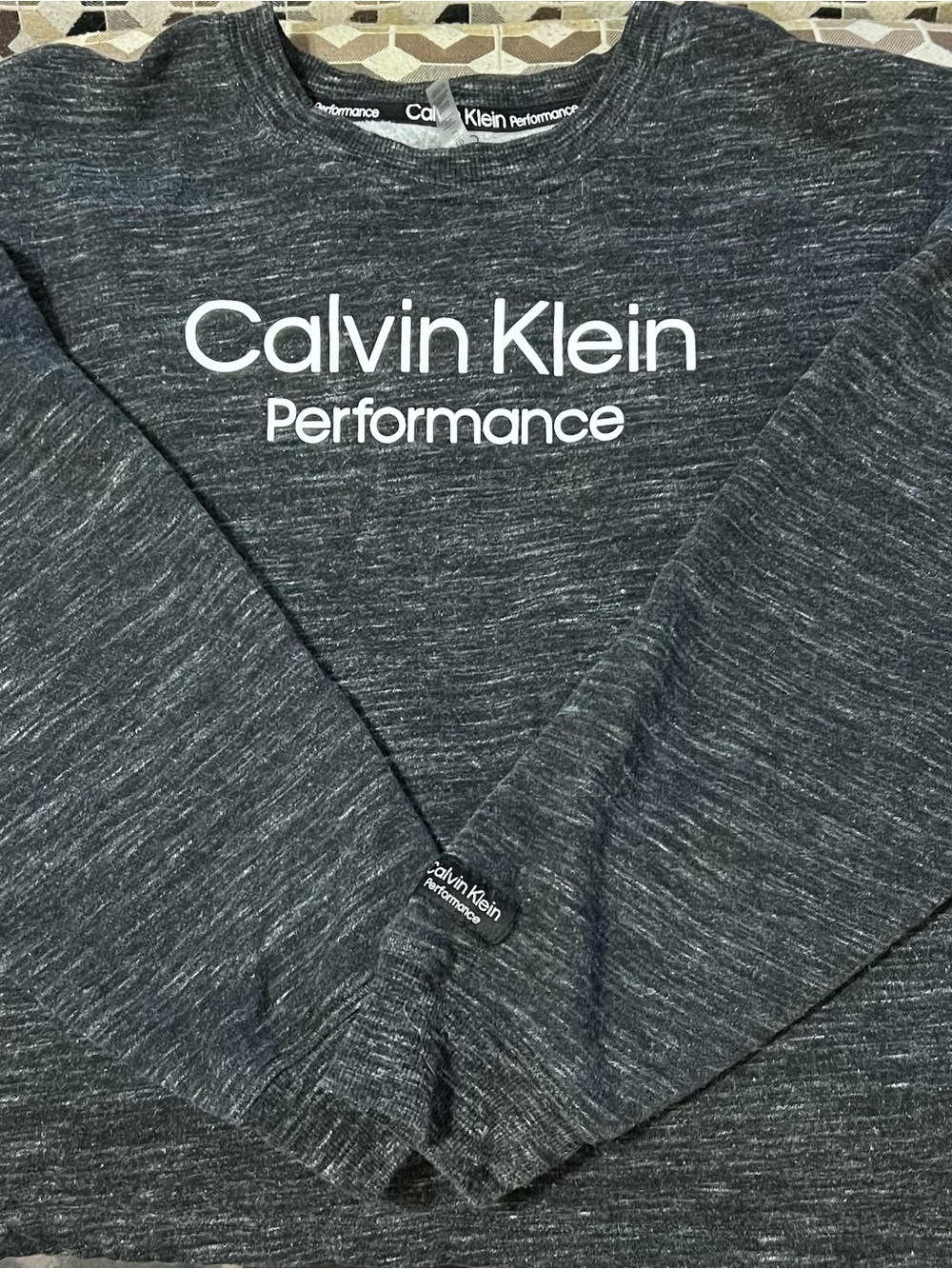 Calvin Klein Performance Logo Fleece Sweatshirt Large Charcoal